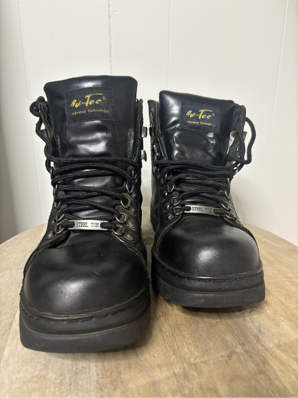 AdnTec Black Steel-Toe Men's Work Boots